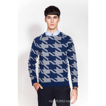 Fashion Jacquard Round Neck Knit Man Sweater